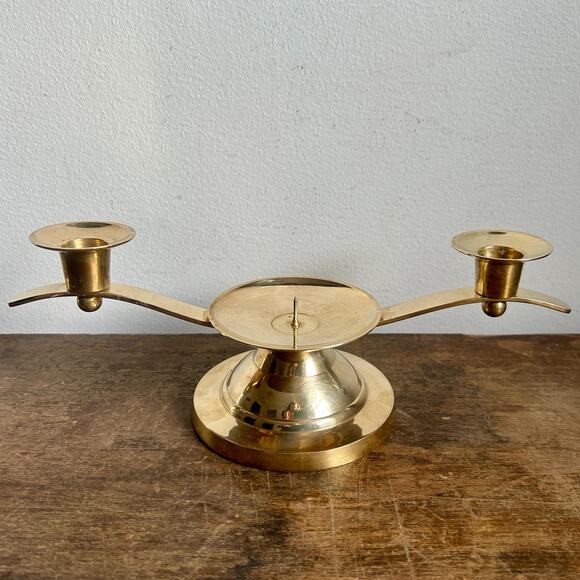 Vintage Brass Candelabra | Unity Candleholder Centerpiece - Picture 1 of 7